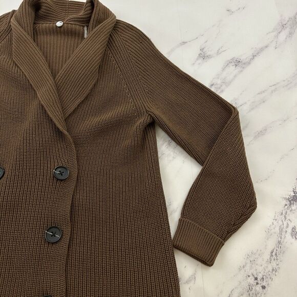 Margaret O'Leary Womens Shawl Collar Cardigan Sweater Size XS Brown Chunky Knit - Picture 3 of 12